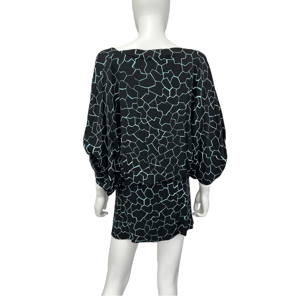 DVF Black & Blue EDNA Silk Print Dress, NWT - Picture 3 of 8